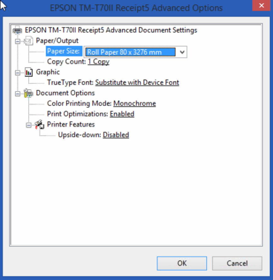 Epson Receipt Printer Configuration